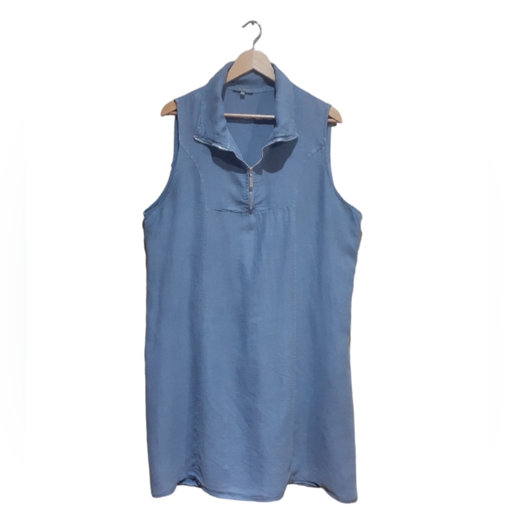 Piazza Del Tempio Made in Italy Women's Size XL Sleeveless Linen Dress Blue